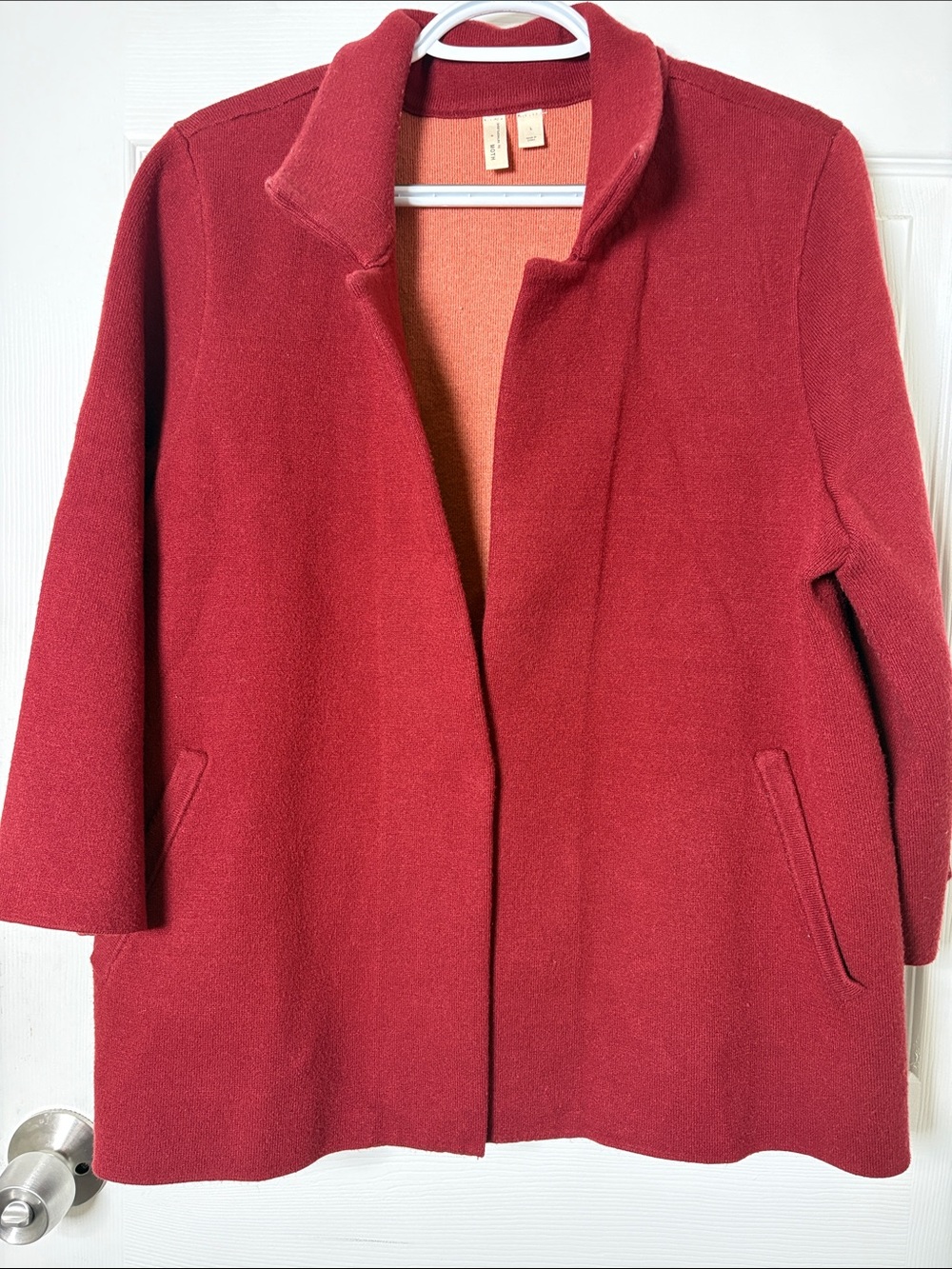 Anthropologie Red Open-Front Pea Coat